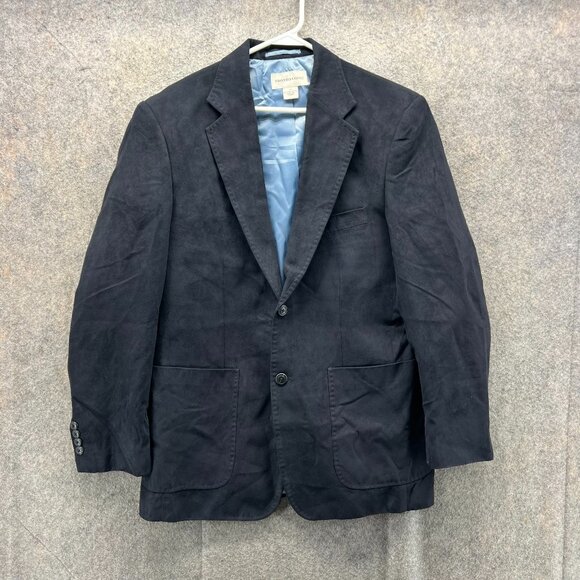 Pronto Uomo Blazer Mens Medium Blue Navy Single Breasted Polyester Jacket Suede - Picture 1 of 12